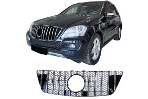 Μάσκα Για Mercedes-Benz ML-Class W164 08-11 Gt Amg Panamericana Look Honeycomb Μαύρο/Χρώμιο 1 Τεμάχιο