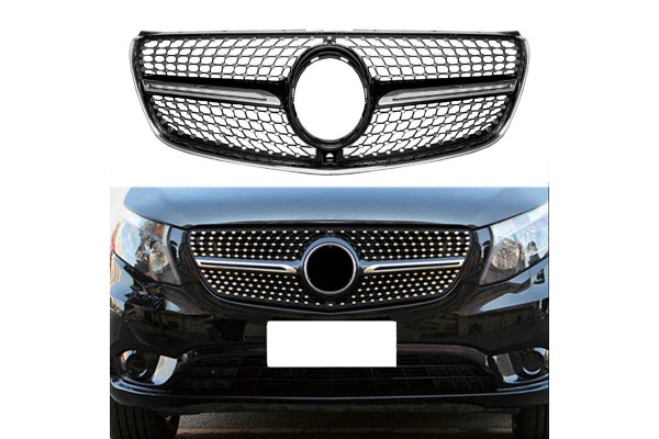 Μάσκα Για Mercedes-Benz Vito W447 14-19 Diamond Look Μαύρο/Χρώμιο 1 Τεμάχιο