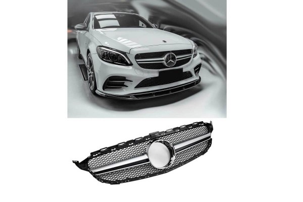 Μάσκα Για Mercedes-Benz C-Class W205 14-18 Amg C63 Look Μαύρο/Χρώμιο 1 Τεμάχιο