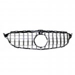 Μάσκα Για Mercedes-Benz C-Class W205 14-18 Gt Amg Panamericana Look 360° Με 14 Γραμμές Μαύρο/Χρώμιο 1 Τεμάχιο