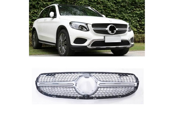 Μάσκα Για Mercedes-Benz GLC-Class X253 19+ Facelift Diamond Look Ασημί/Χρώμιο