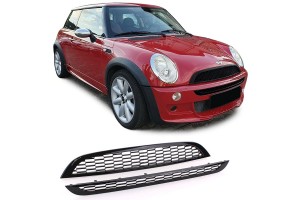 Μάσκα Για Mini Cooper 01-06 R50 / R53 Κυψελωτή Γυαλιστερή Μαύρη 2 Τεμάχια
