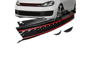 Μάσκα Για Vw Golf Vi (6) 08-11 Gti Look Κυψελωτή Με Κόκκινο Σιρίτι 1 Τεμάχιο