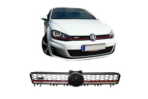 Μάσκα Για Vw Golf Vii (7) 11-16 Gti Look Κυψελωτή Με Κόκκινο Σιρίτι 1 Τεμάχιο