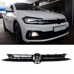 Μάσκα Για Vw Polo Aw 17+ R-Line Look Κυψελωτή Με Ασημί Σιρίτι 1 Τεμάχιο