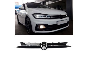Μάσκα Για Vw Polo Aw 17+ R-Line Look Κυψελωτή Με Ασημί Σιρίτι 1 Τεμάχιο