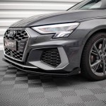 Μπροστινό Spoiler Για Audi A3 8Y 2020+ S3 & S-Line + Flaps Γυαλιστερό Μαύρο Maxton Design