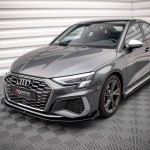 Μπροστινό Spoiler Για Audi A3 8Y 2020+ S3 & S-Line + Flaps Γυαλιστερό Μαύρο Maxton Design