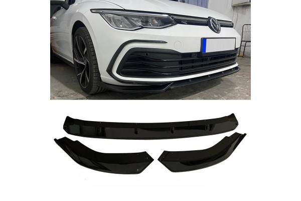 Μπροστινό Spoiler Για Vw Golf Viii (8) 21+ Standard Έκδοση Μαύρο Χρώμα Από Abs Πλαστικό 3 Τεμάχια