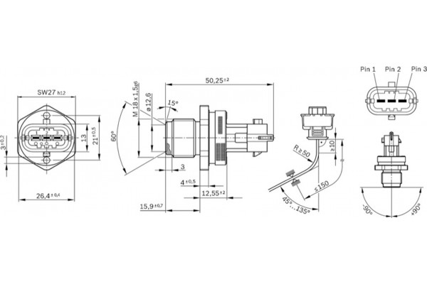 Bosch Αισθητήρας, Πίεση Καυσίμου - 0 281 002 907
