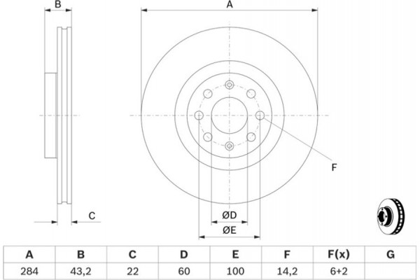 Bosch Δισκόπλακα - 0 986 479 B90 Bosch Δισκόπλακα - 0 986 479 B90