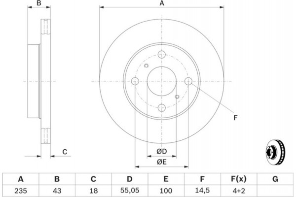 Bosch Δισκόπλακα - 0 986 479 244