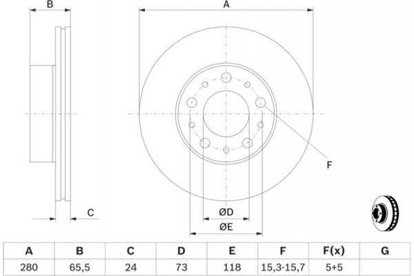 Bosch Δισκόπλακα - 0 986 479 B96 Bosch Δισκόπλακα - 0 986 479 B96