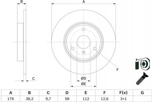 Bosch Δισκόπλακα - 0 986 479 E74 Bosch Δισκόπλακα - 0 986 479 E74