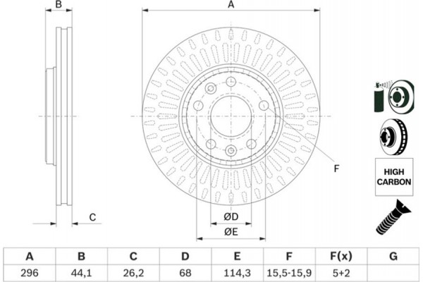 Bosch Δισκόπλακα - 0 986 479 E77 Bosch Δισκόπλακα - 0 986 479 E77