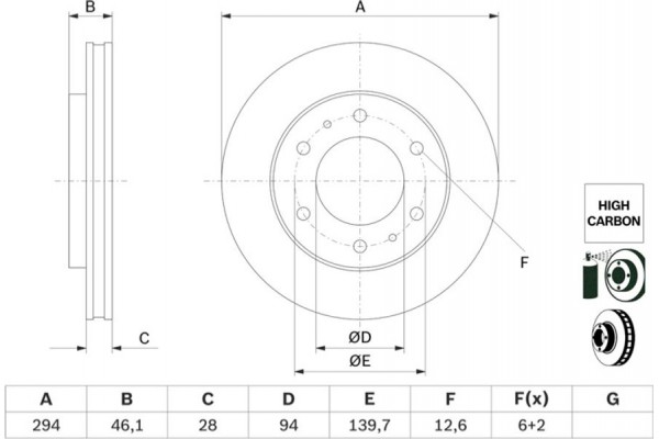 Bosch Δισκόπλακα - 0 986 479 F45 Bosch Δισκόπλακα - 0 986 479 F45