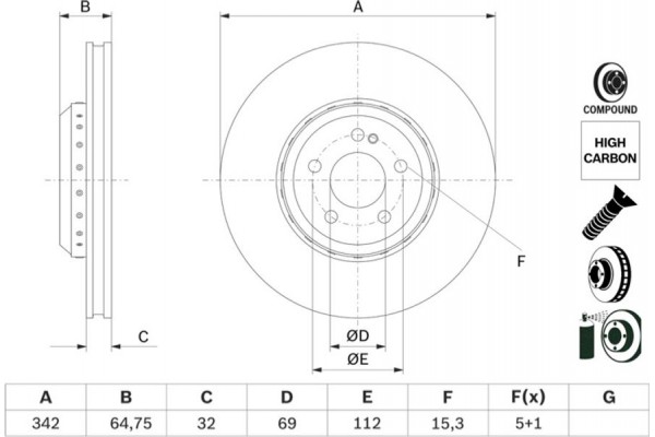 Bosch Δισκόπλακα - 0 986 479 G35