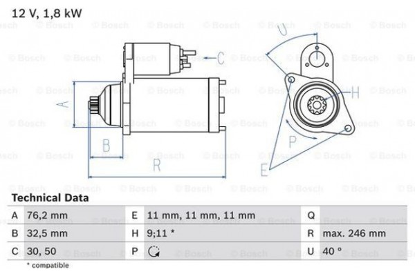 Bosch Μίζα - 0 986 017 000