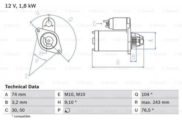 Bosch Μίζα - 0 986 018 680