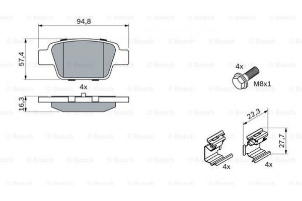 Bosch Σετ τακάκια, Δισκόφρενα - 0 986 494 030