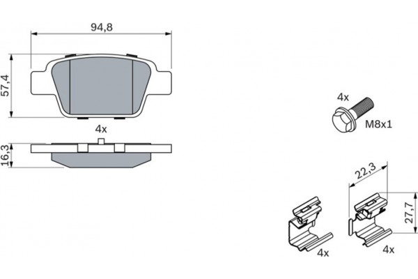 Bosch Σετ τακάκια, Δισκόφρενα - 0 986 494 030