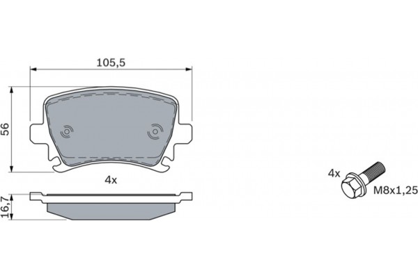 Bosch Σετ τακάκια, Δισκόφρενα - 0 986 494 053 Bosch Σετ τακάκια, Δισκόφρενα - 0 986 494 053