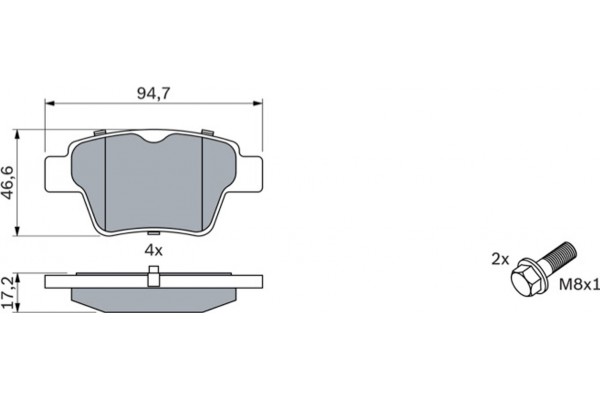 Bosch Σετ τακάκια, Δισκόφρενα - 0 986 494 099 Bosch Σετ τακάκια, Δισκόφρενα - 0 986 494 099