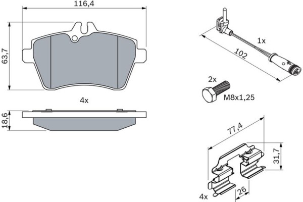Bosch Σετ τακάκια, Δισκόφρενα - 0 986 494 290