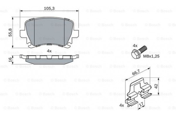 Bosch Σετ τακάκια, Δισκόφρενα - 0 986 494 595