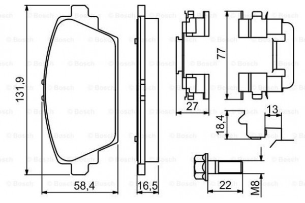 Bosch Σετ τακάκια, Δισκόφρενα - 0 986 494 629