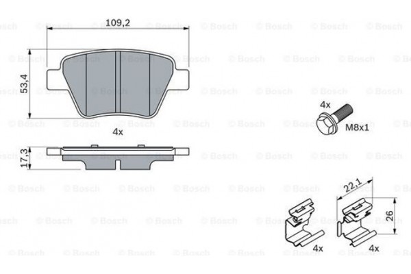 Bosch Σετ τακάκια, Δισκόφρενα - 0 986 494 643