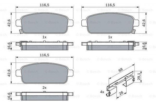 Bosch Σετ τακάκια, Δισκόφρενα - 0 986 494 666