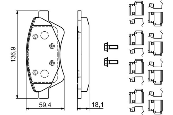 Bosch Σετ τακάκια, Δισκόφρενα - 0 986 494 725