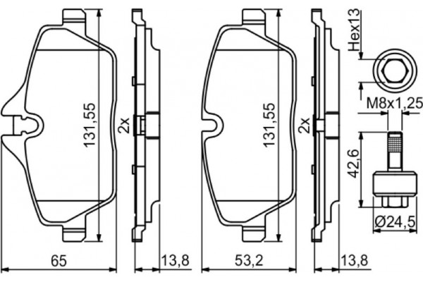 Bosch Σετ τακάκια, Δισκόφρενα - 0 986 494 813