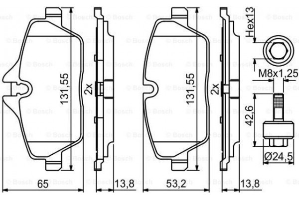 Bosch Σετ τακάκια, Δισκόφρενα - 0 986 494 813