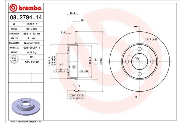 Brembo Δισκόπλακα - 08.2794.14