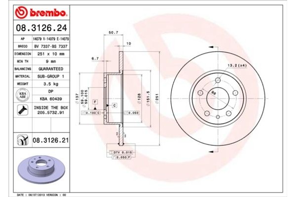 Brembo Δισκόπλακα - 08.3126.24