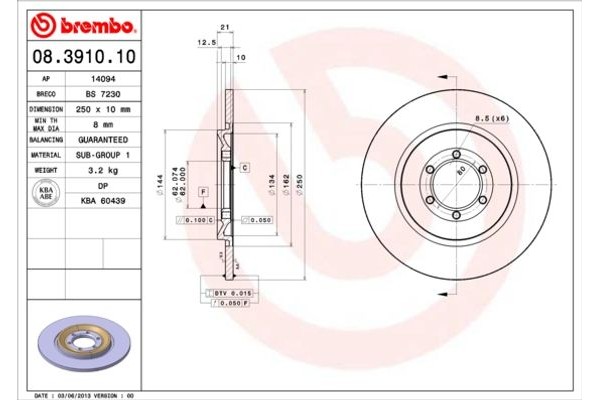 Brembo Δισκόπλακα - 08.3910.10