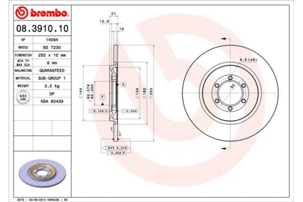 Brembo Δισκόπλακα - 08.3910.10