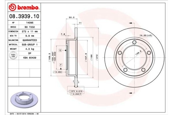 Brembo Δισκόπλακα - 08.3939.10