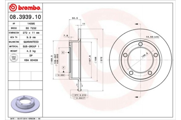 Brembo Δισκόπλακα - 08.3939.10