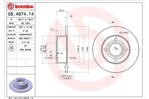 Brembo Δισκόπλακα - 08.4874.14