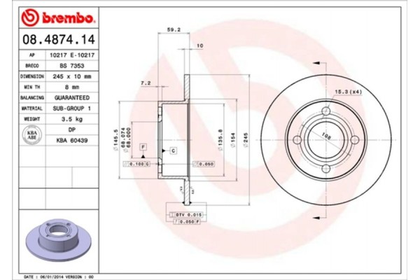 Brembo Δισκόπλακα - 08.4874.14