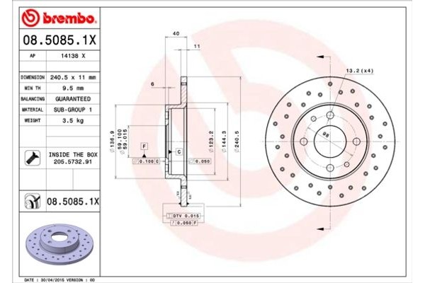 Brembo Δισκόπλακα - 08.5085.1X