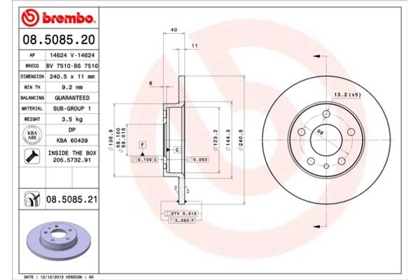 Brembo Δισκόπλακα - 08.5085.21