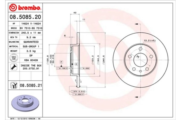 Brembo Δισκόπλακα - 08.5085.21