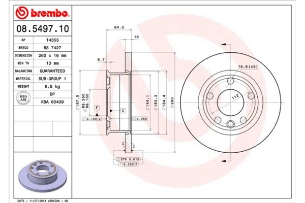 Brembo Δισκόπλακα - 08.5497.10