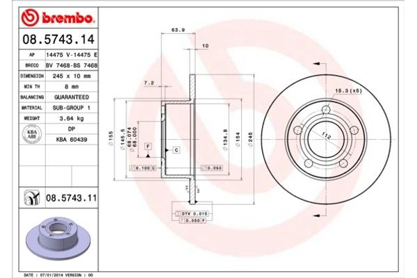 Brembo Δισκόπλακα - 08.5743.14