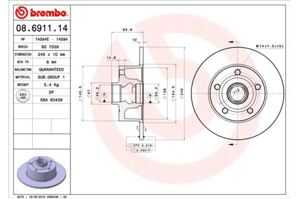 Brembo Δισκόπλακα - 08.6911.14