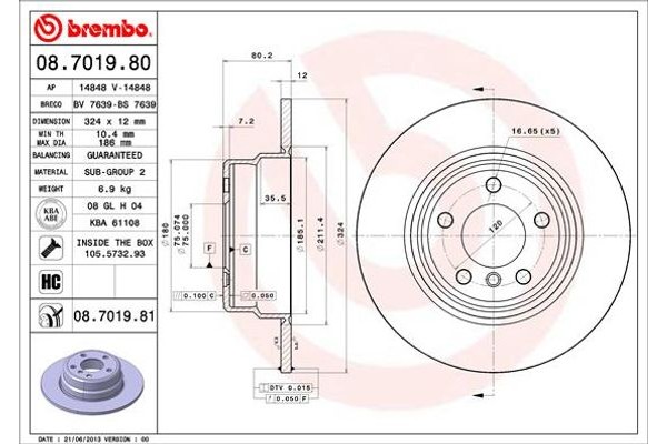 Brembo Δισκόπλακα - 08.7019.80